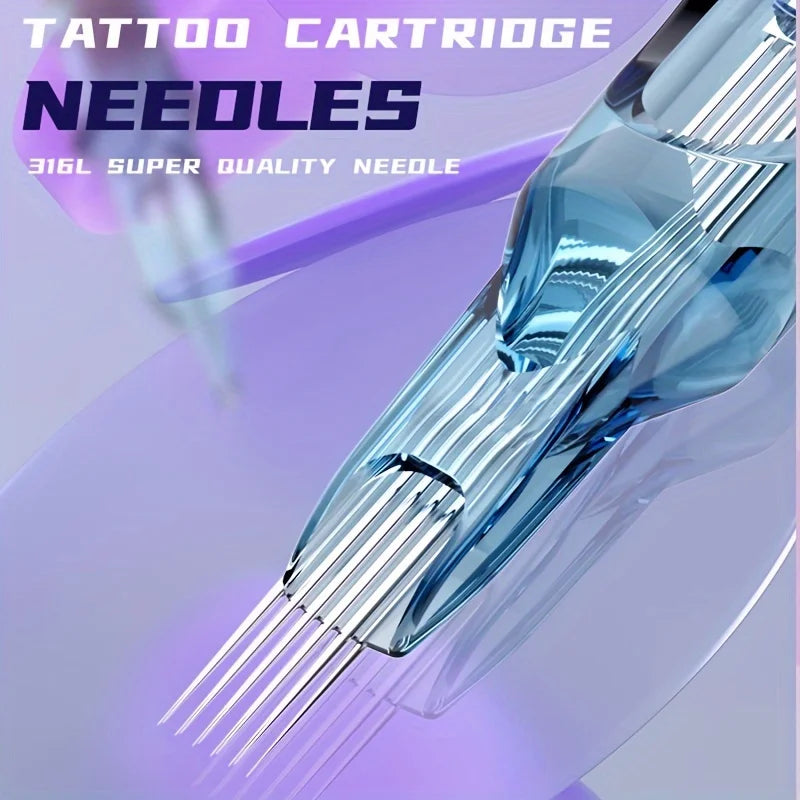 50 Pcs Blue Whale Tattoo Cartridge Needle, 1203Rs/1205Rs/1207Rs/1209Rs/1211Rs, Disposable Mixed Size Tattoo Needle, Standard Round Liner, for Tattoo Artists and Beginners