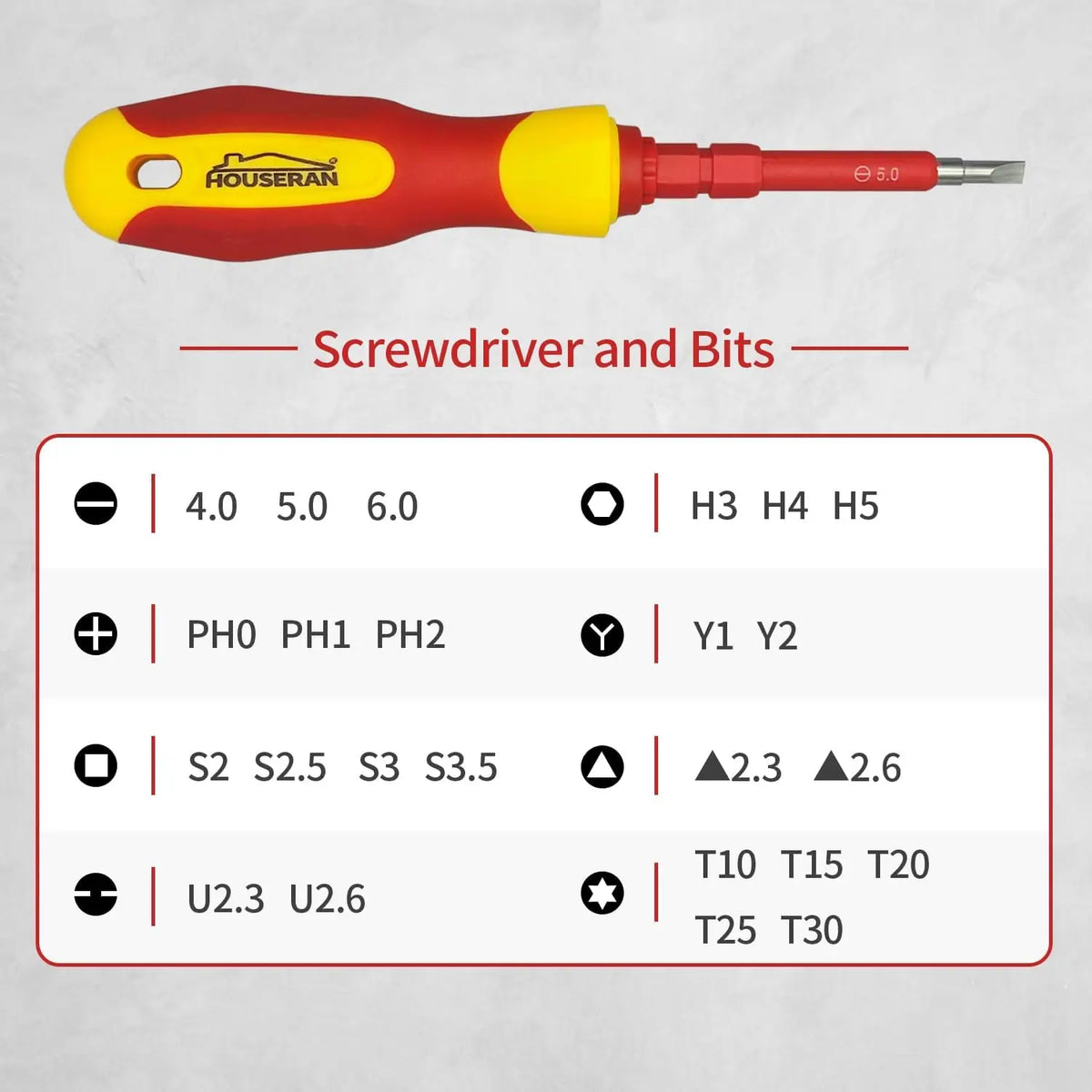 HouseRan Insulated Screwdriver, 5/8/26 Pcs Screwdriver Set, Magnetic Tip Electrician Tools Kit with Case, 1000V, Screwdriver with Interchangeable Blades