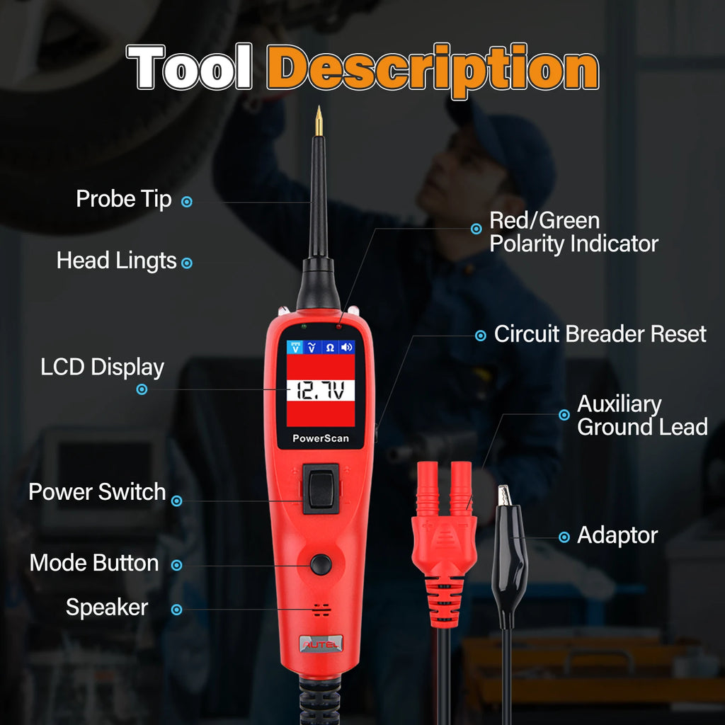 Autel PowerScan PS100 Auto Circuit Tester Diagnostic AVOmeter Test Tool Automotive OBD2 Scanner