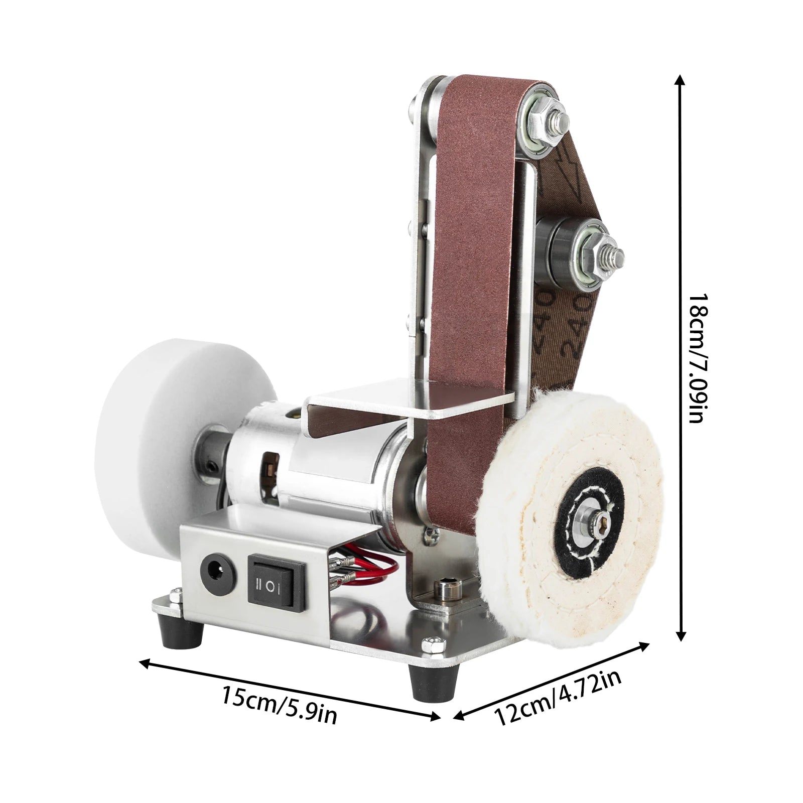 7-Speed Mini Belt Sander 4000-9000RPM 304 Stainless Steel Electric Belt Sander with All-Copper Motor for DIY Woodworking Jewelry