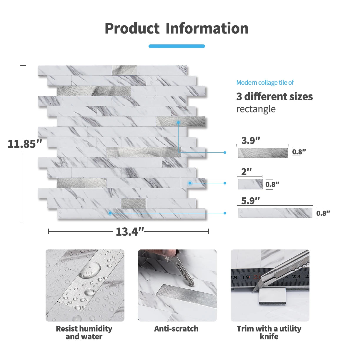 Peel And Stick Backsplash, 10 Pack