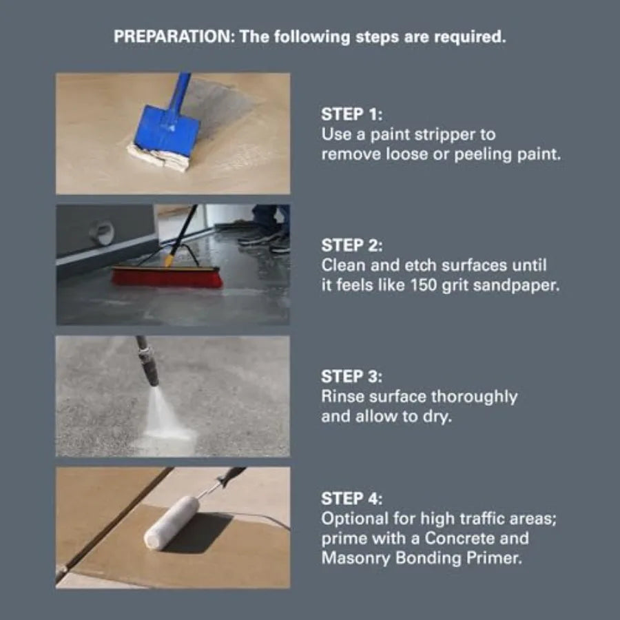 KILZ 1-Part Epoxy Acrylic Concrete and Garage Floor Paint,,Satin Interior/Exterior Concrete Paint for Basement Floors, Porches, Driveways