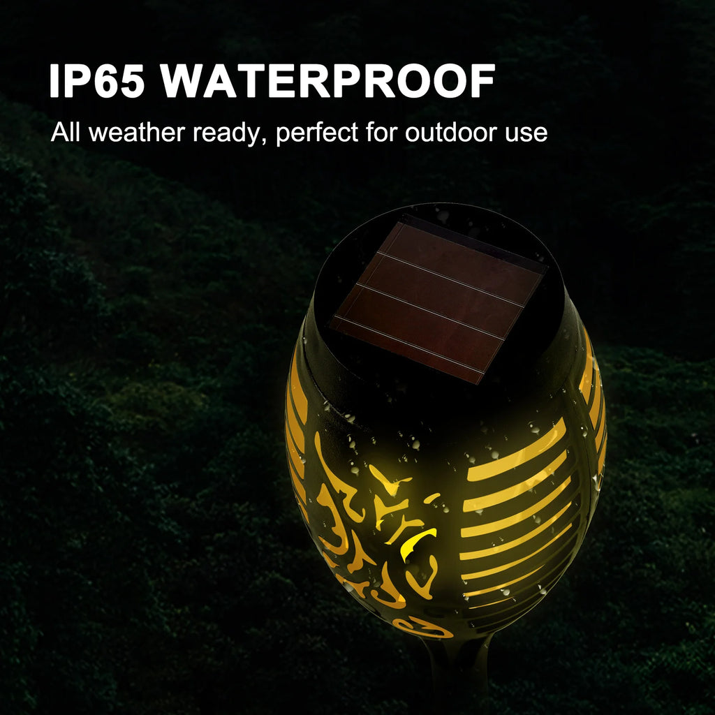 4/6/8/12Pcs Flame Torch Lights, Flickering LED, Outdoor, Solar Powered, Waterproof, 5 Colors