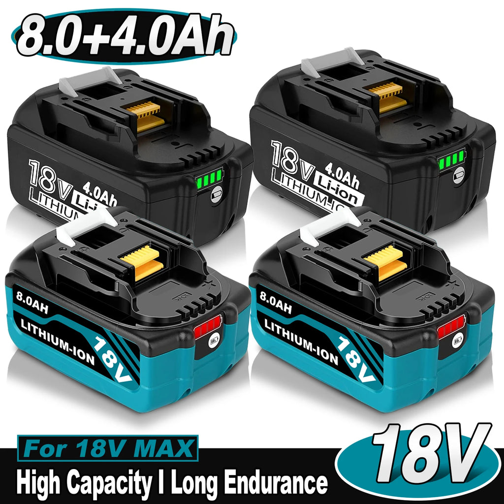18V Max Li-ion Battery Combo Pack 2x8.0Ah + 2x4.0Ah for Makita BL1860B Power Tools.Long Runtime, LED Indicator, High Capacity Replacement