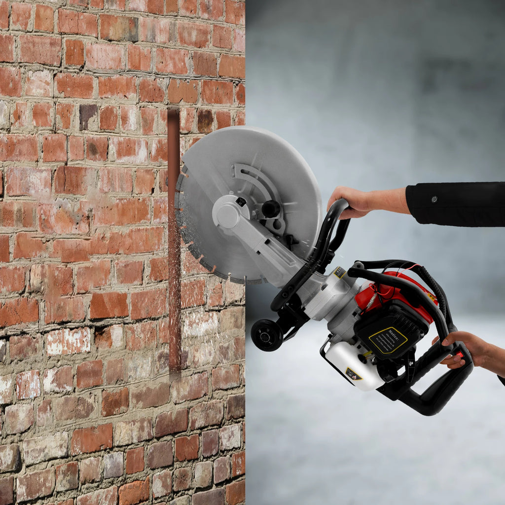 Bepritm 52CC Gas-Powered Concrete Cutting Saw, 1400W High Torque Demo Saw with 350mm Blade 4in Max Cut Depth, 2-Stroke Wet Saws Cutter for Granite, Brick, Reinforced Concrete