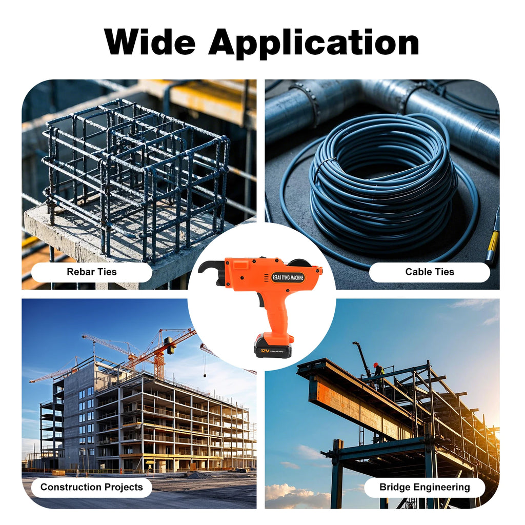 Model-880  8mm-34mm Automatic Rebar Tier Binding Machine 12V 4500mAh Electric Handheld Rebar Tying Machine Wire Pliers Tool Kit w/Batteries