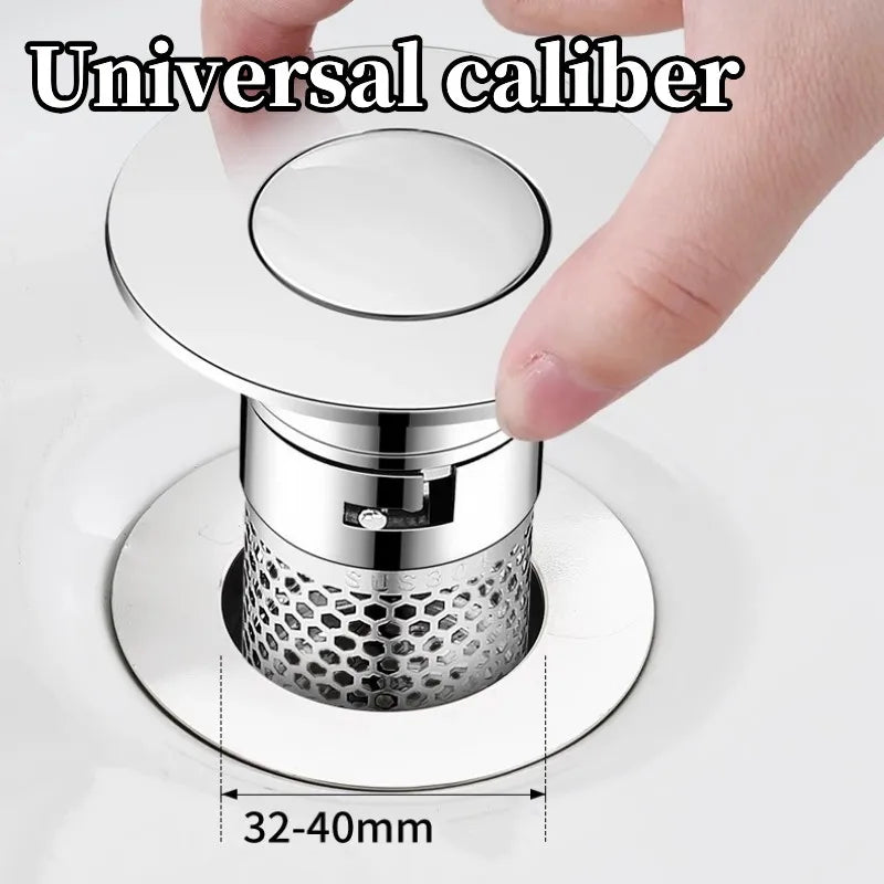 Pop-up sink/Tub stopper, Hair Catcher, Detachable Filter, Stainless Steel