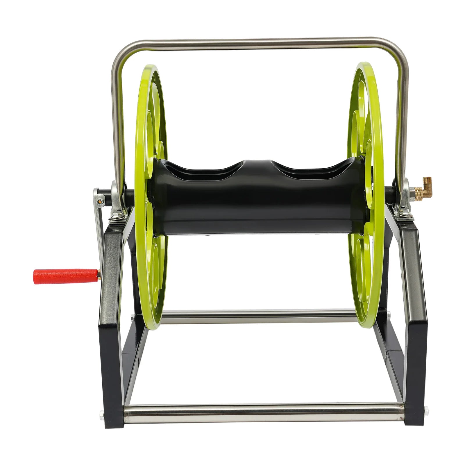 Garden Hose Reel, Metal Hose Reel, Water Hose Holder with 360° Swivel Nozzle & Crank Handle for Yard Lawn Patio Garden