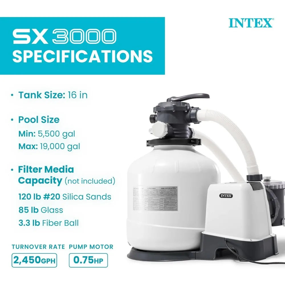 INTEX Krystal Clear Sand Filter Pump for Above Ground Pools Swimming Pool Pump with Automatic Timer Hydro Aeration Tech