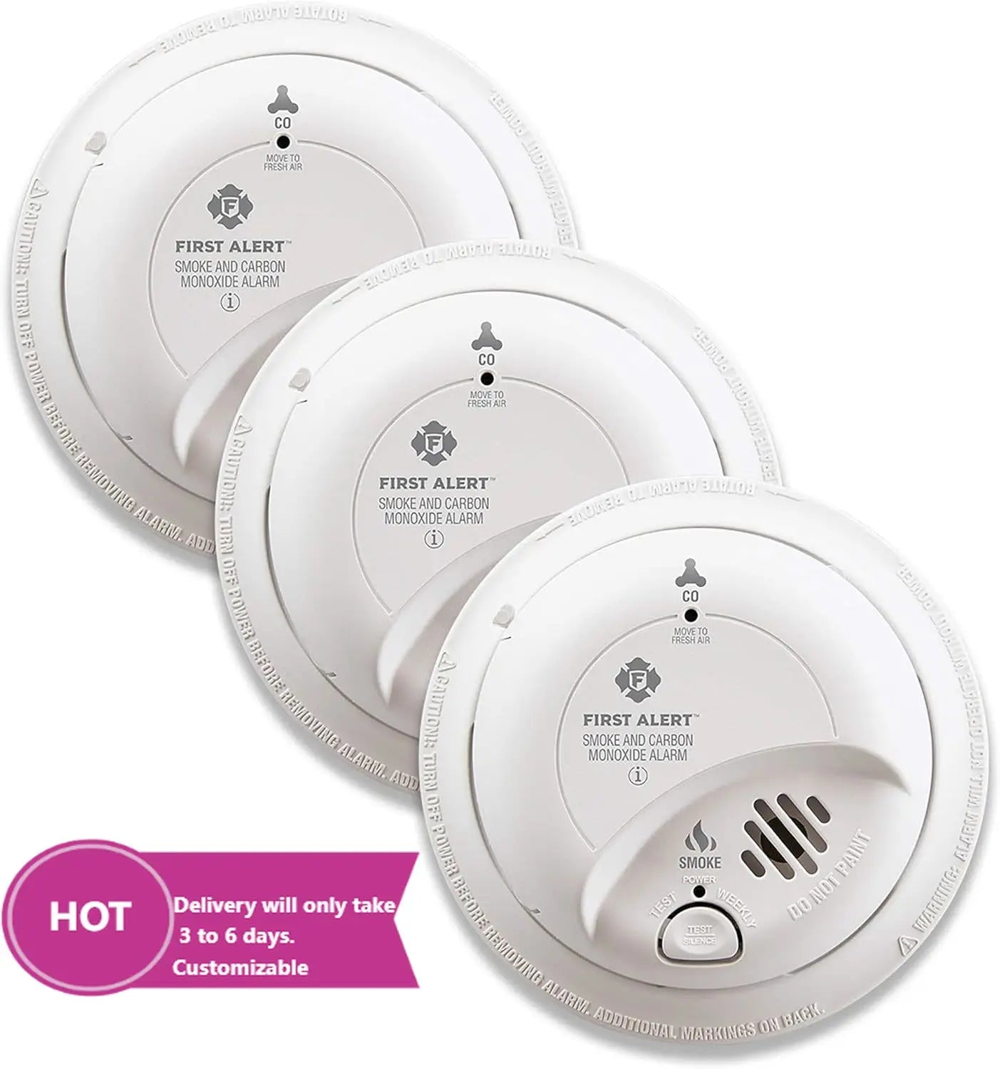 First Alert SC9120B-3 Hardwired Smoke and Carbon Monoxide (CO) Detector with Battery Backup, White, Pack of 3