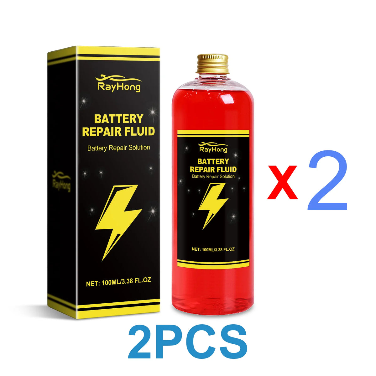 RayHong Concentrated Safe Car Battery Restore Refill Solution Auto Lead Acid Battery Additive Repair Fluid Reconditioning Solution Corrosion Inhibitor Dispersant Car Accessories 100ml