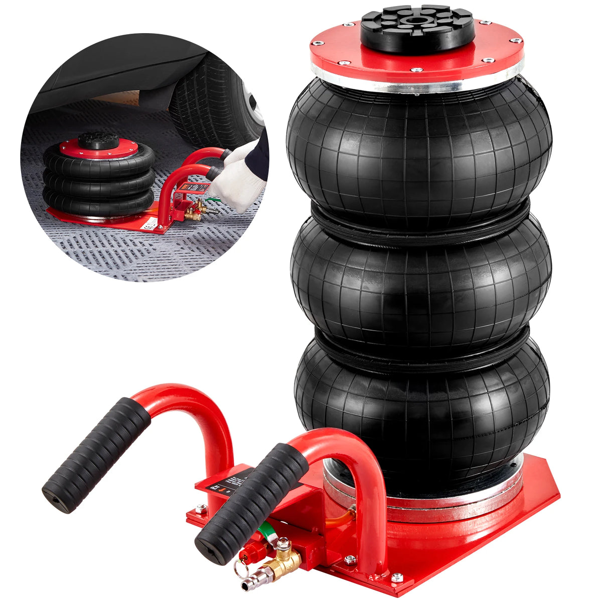 SucceBuy Triple Bag Air Jack 3 Ton/6600Lbs Capacity Portable Pneumatic Car Jacks Heavy Duty & Quick Lifting for Garage Car Repair