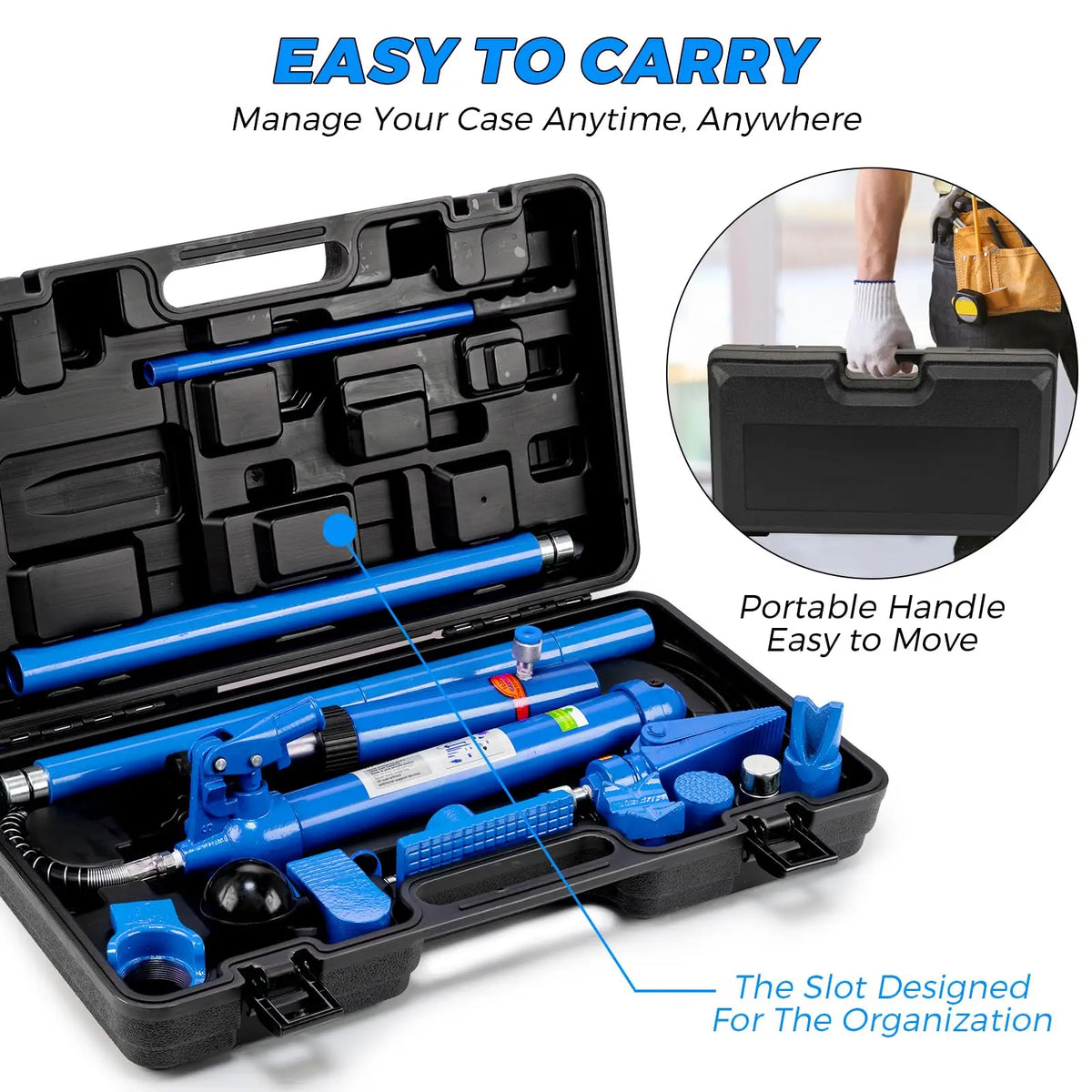 HobbyLane 12 Ton Hydraulic Porta Power Kit 26455 lbs Heavy Duty Frame Repair Jack Set With 4.6ft Hose For Auto Body Car Truck Bending Lift