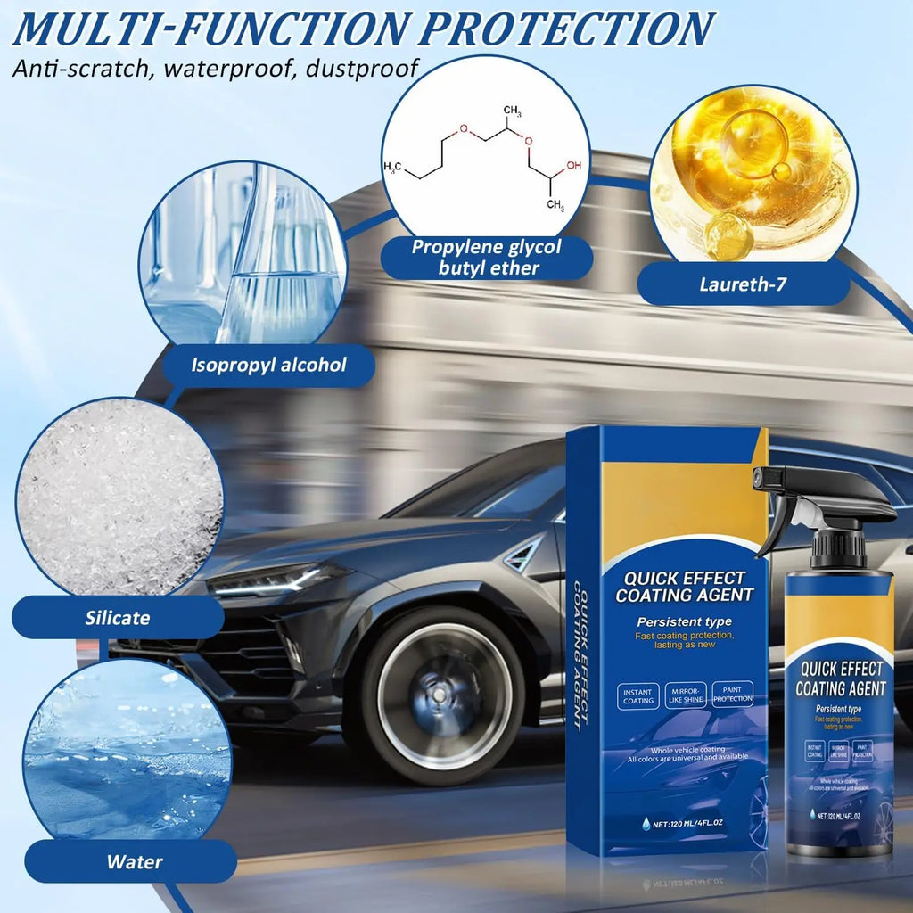 120ML New Car Multifunctional Quick Effect Coating Agent Spray 3 in 1 High Protection Quickly Coat Car Wax Auto Scratch Wax Polish Spray Waterless Wash