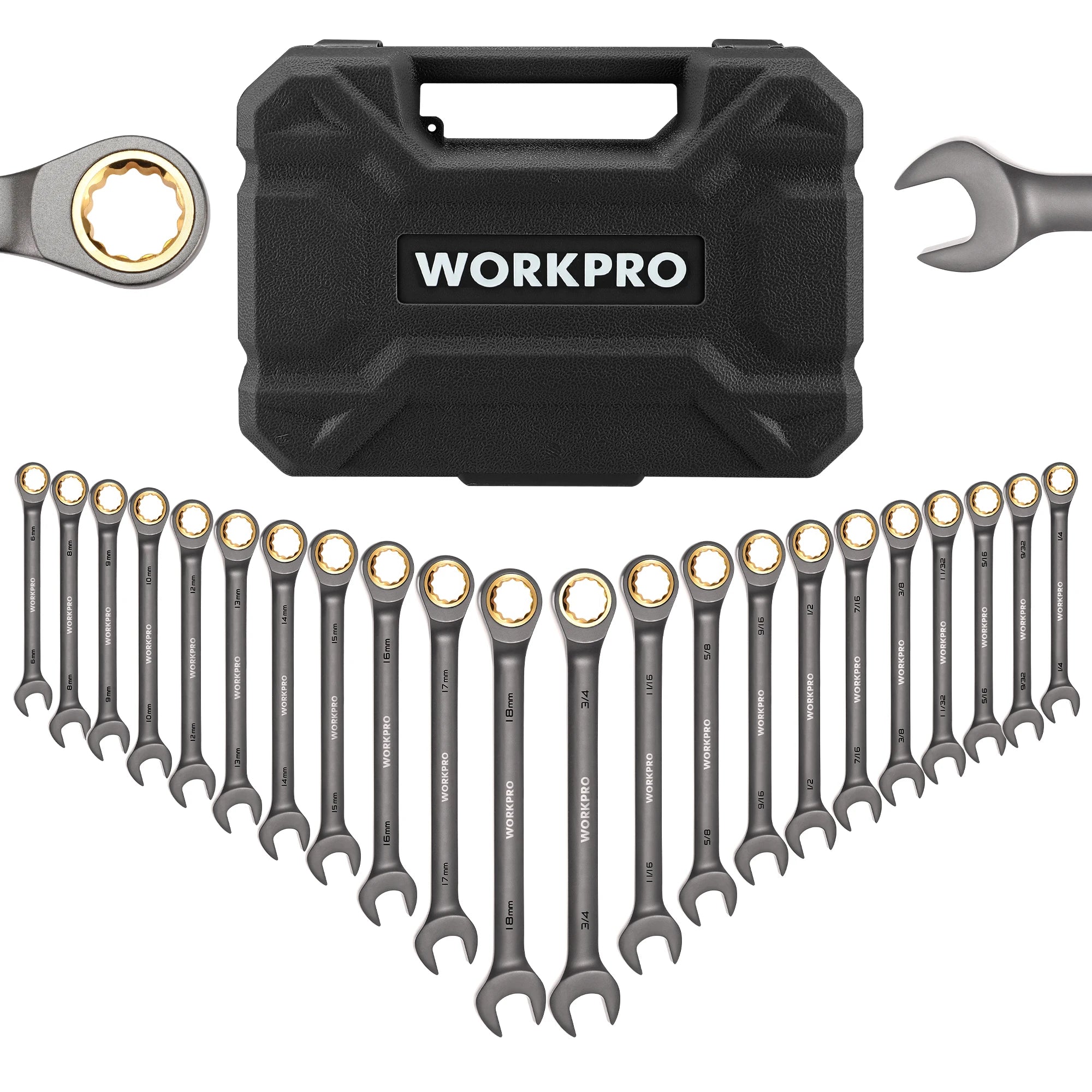 21pc Ratcheting Wrench Set With Case