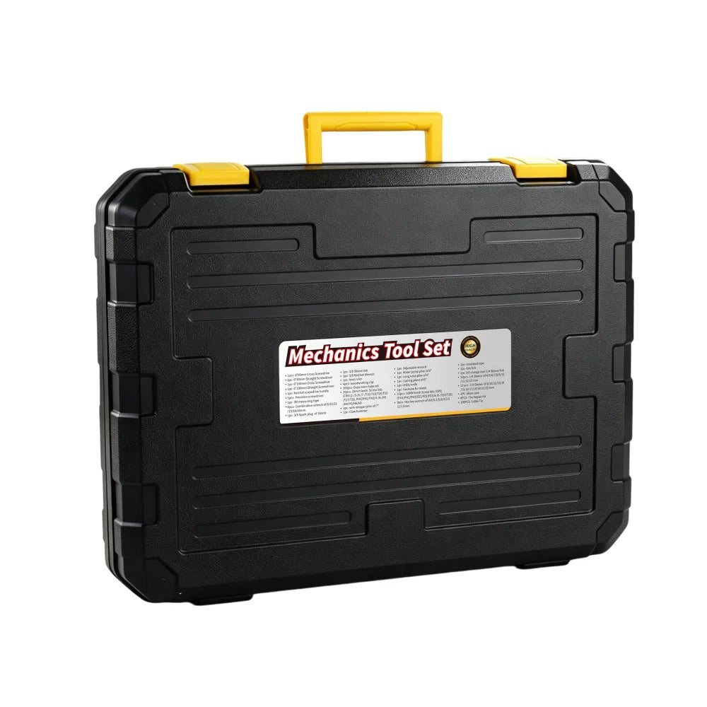 This Household Tool Set with Toolbox Is A Complete Set of 266 Hand Tools, Including A Ratchet Screwdriver, Socket Wrench Set, Pliers, Hammer, Level, and Measuring Tape. It Is Versatile, Rust-resistant, Corrosion-resistant, an