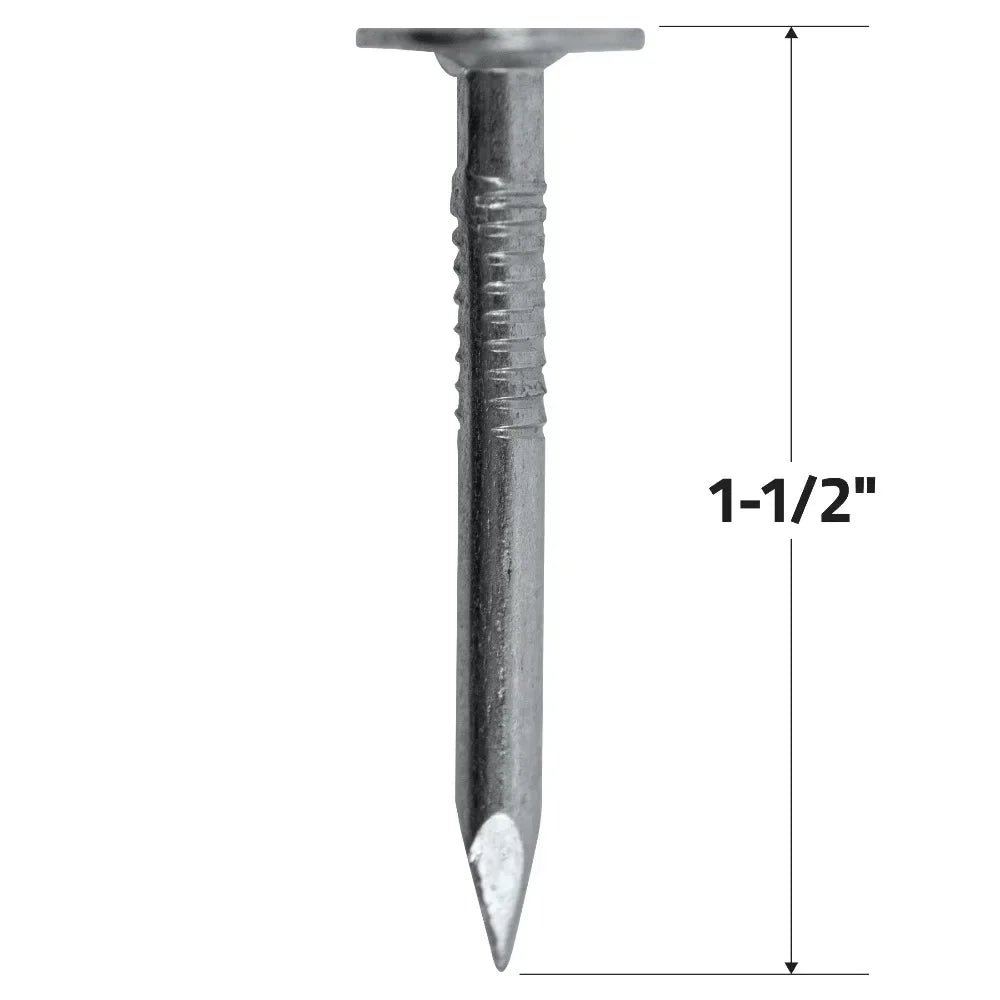 Grip Rite Electro Galvanized Roofing Nails 1Lb Pack of 11 x 1-1/2 Inch Corrosion Resistant Construction Nails for Shingle Metal Roof DIY Building Hardware