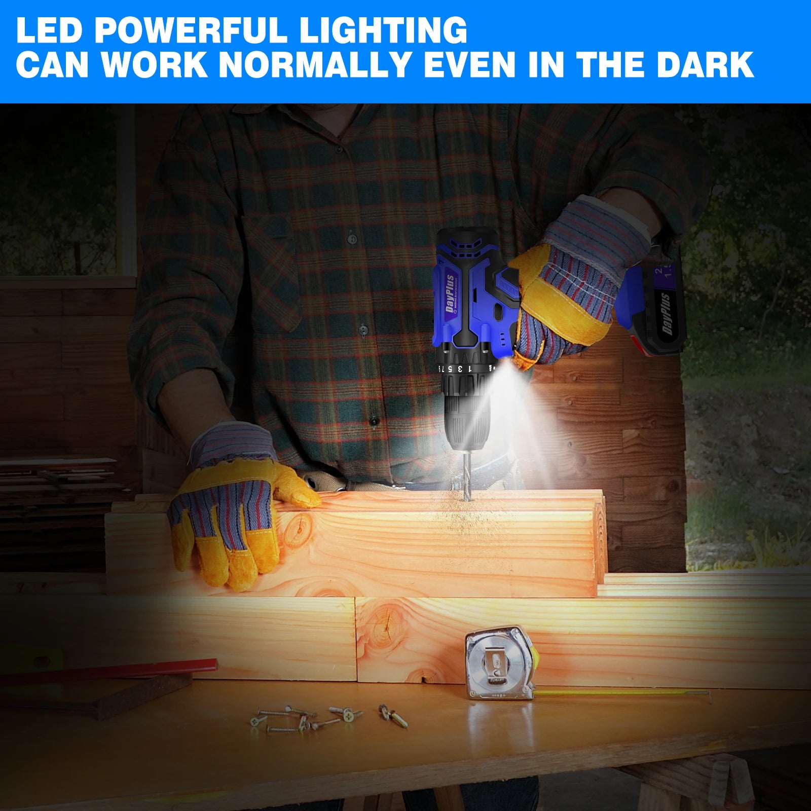 21V Cordless Power Drill, Bits Included, 25+1 Torque Setting, 1.5mAh Li-ion Battery & Fast Charger, 2-Gear Drill