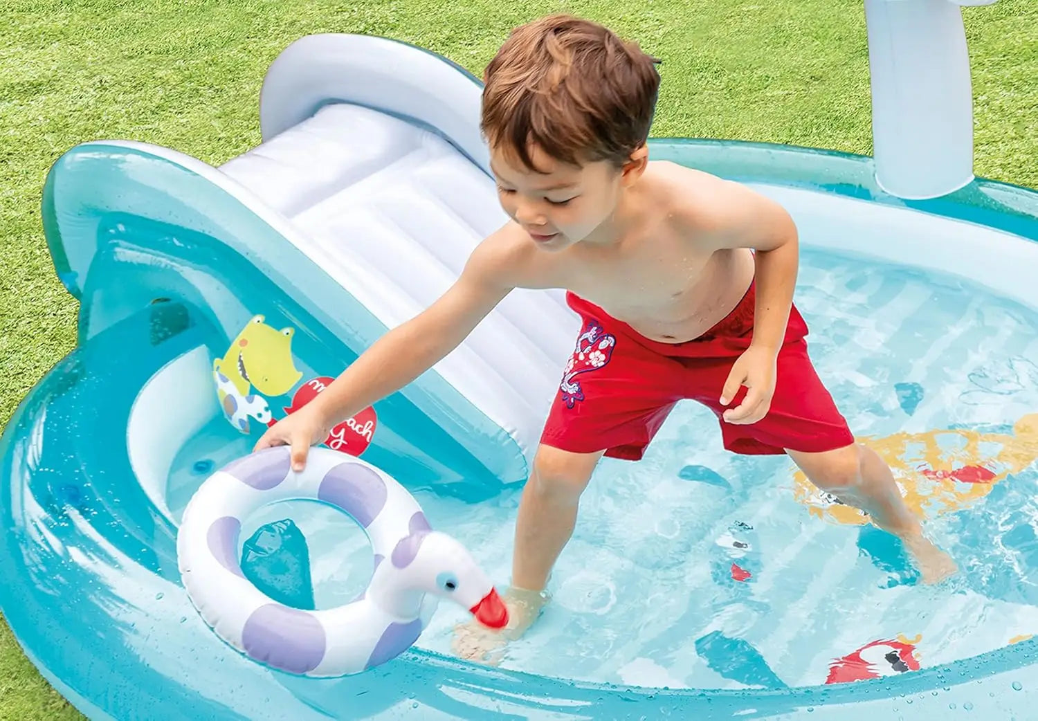 Gator 6.6' x 5.6' x 4" Outdoor Inflatable Kiddie Pool Water Play Swim Center
