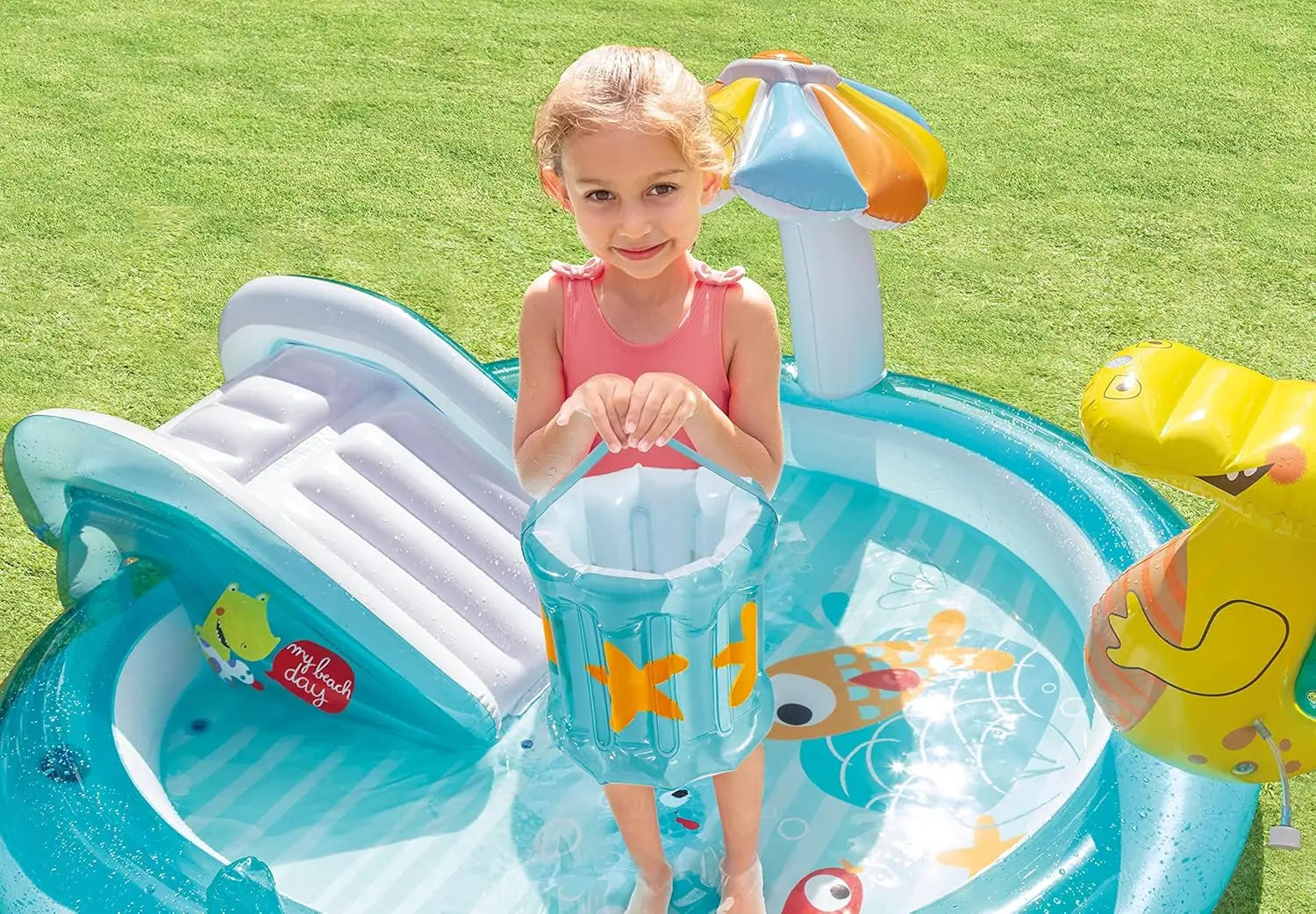 Gator 6.6' x 5.6' x 4" Outdoor Inflatable Kiddie Pool Water Play Swim Center