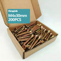 Keyqick 100PCS/200PCS Self-Tapping Wood Screws, M4/M5 Full Thread Countersunk Screws, 16-80mm Zinc-Coated Self-Tapping Tip & Cross Head Screws for Woodworking, Furniture, - No Pre-Drilling Required Suitable for Industrial & W