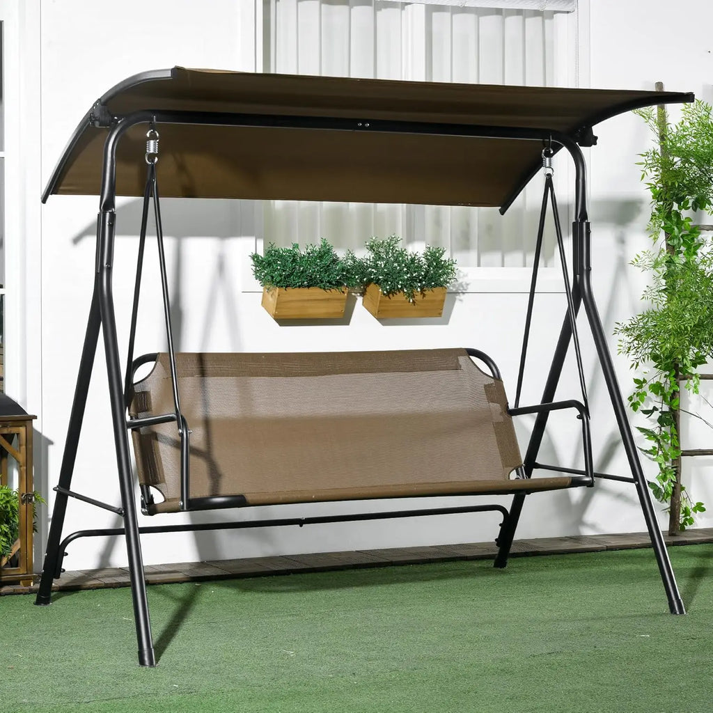 3-Person Porch Swing with Stand, Outdoor Swing for Patio Porch with Adjustable Tilt Canopy and Comfortable,