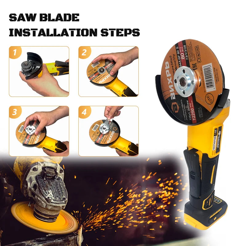 Electric Goddess DCG406 Brushless Angle Grinder Cordless Metal Polishing Machine Cutting Woodworking Power Tool For Makita 21V Battery Pin