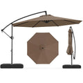 10ft Patio Umbrella with Base, Offset Cantilever Outdoor Umbrella with Infinite Tilt, 360 Degree Rotation, Crank, Customized