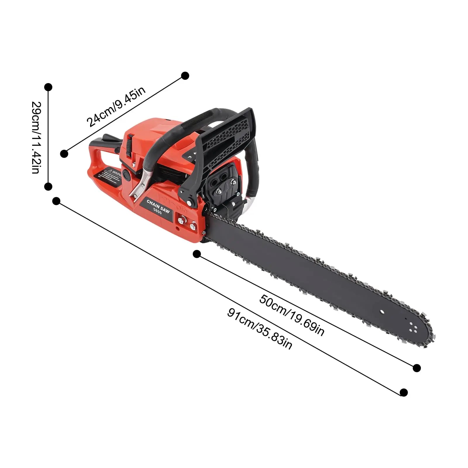 20-Inch Gas Chainsaw, 2-Stroke, 3.49Hp, 58cc