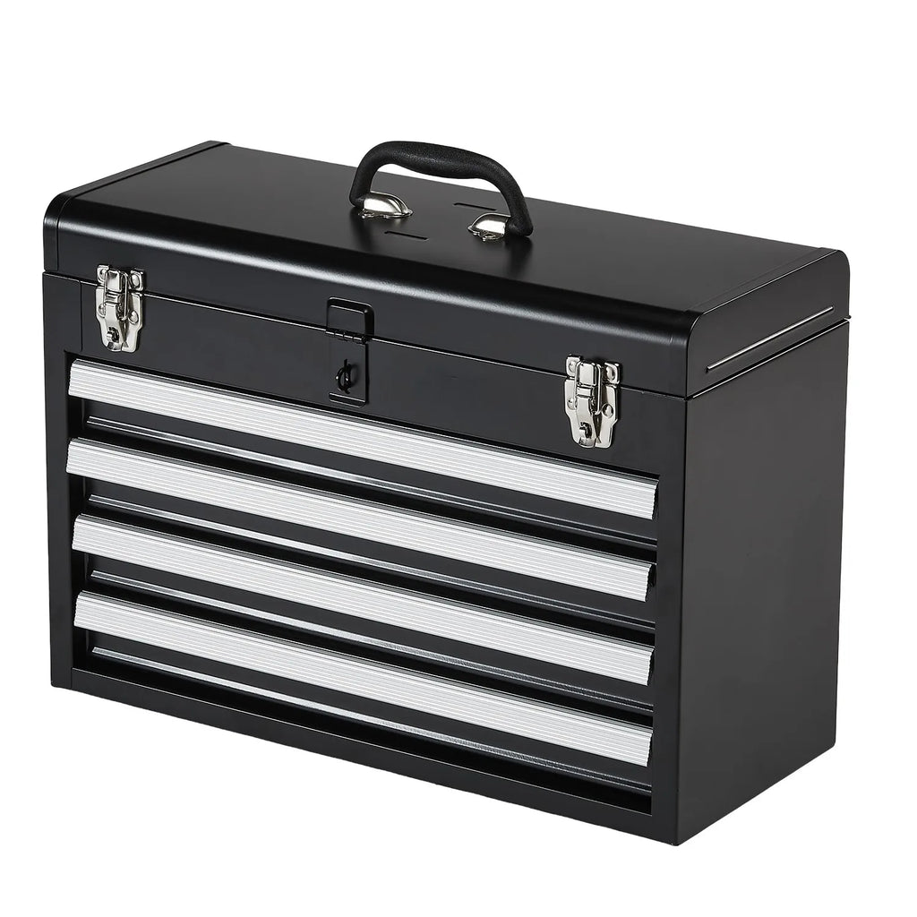 SucceBuy 20.5in Metal Tool Box Portable 4-Drawers, Tool Chest with Drawers, Locking Multi-Function, Tool Organizer for Workshop.