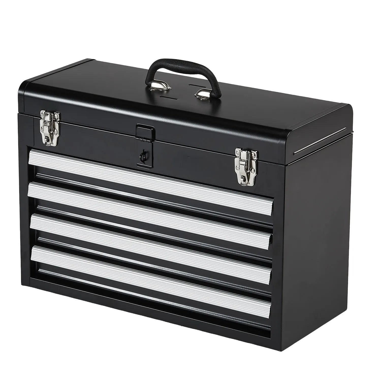 SucceBuy 20.5in Metal Tool Box Portable 4-Drawers, Tool Chest with Drawers, Locking Multi-Function, Tool Organizer for Workshop.