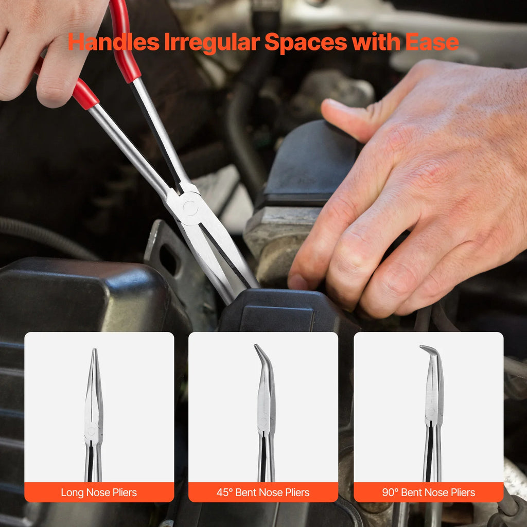 5-Piece, Needle Nose, 11 in Long Needle Nose, Diagonal Cutting 45°/90°, Bent Round Nose Pliers