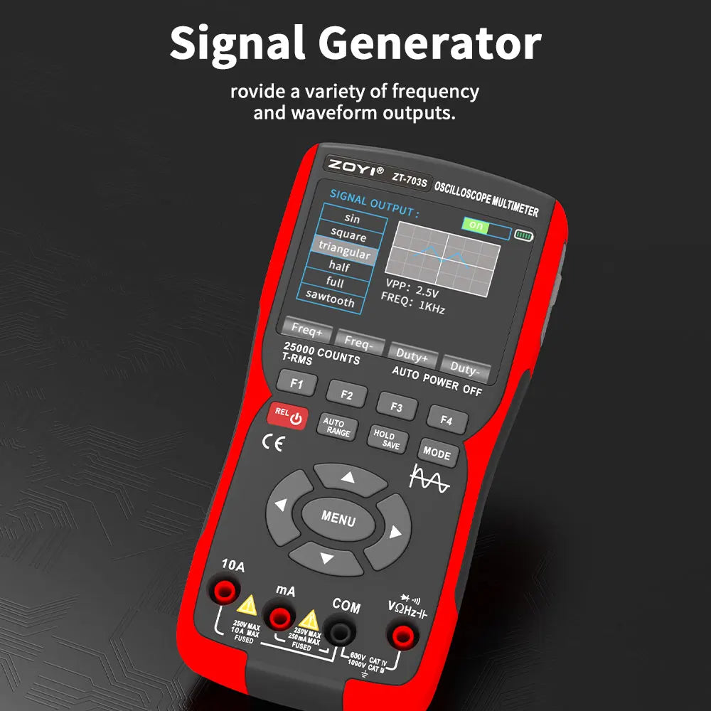 ZOYI ZT-703 Handheld digital oscilloscope multimeter three-in-one two-channel oscillometer signal generator electrician