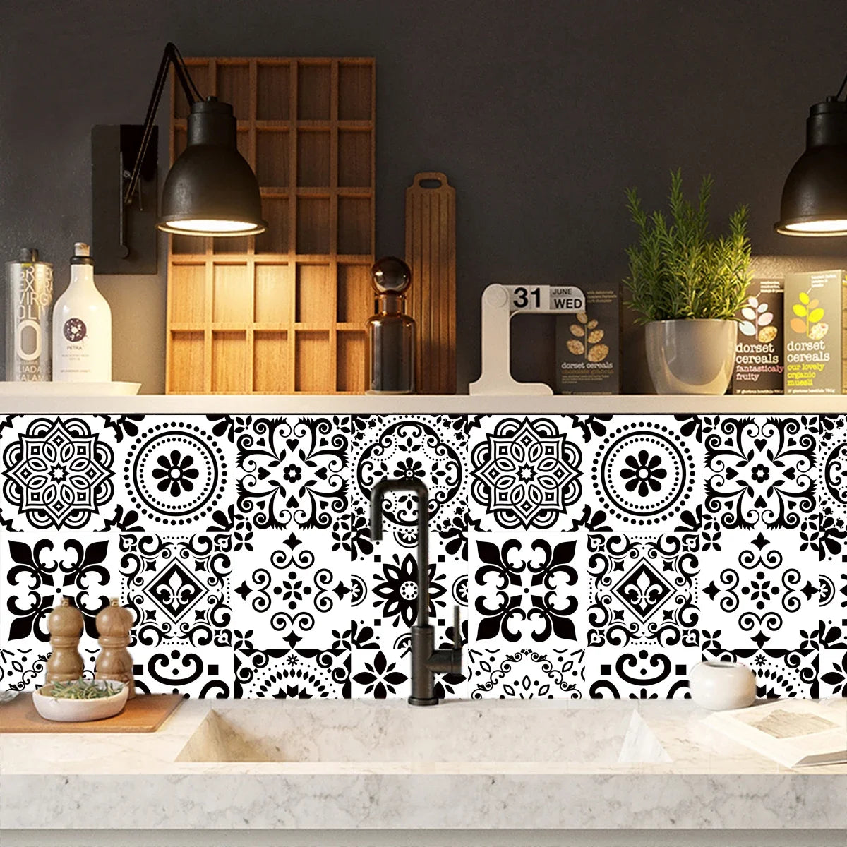 Waterproof Tiles, Peel And Stick, 16 Pieces/Set, PVC