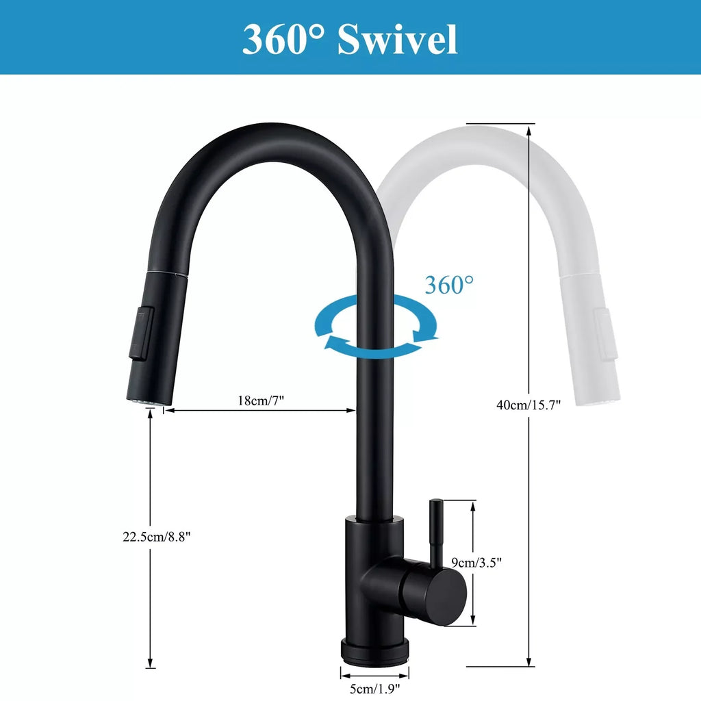 Kitchen Sink Faucet With Touch Sensor, Pull Down Sprayer, Single Handle
