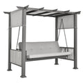 Seat Pergola Swing Bench, 2in1 Porch Swing Bed, Garden Swing Adjustable UV Canopy amp Curtains, Olefin Cushions, 330 lb Seat, R