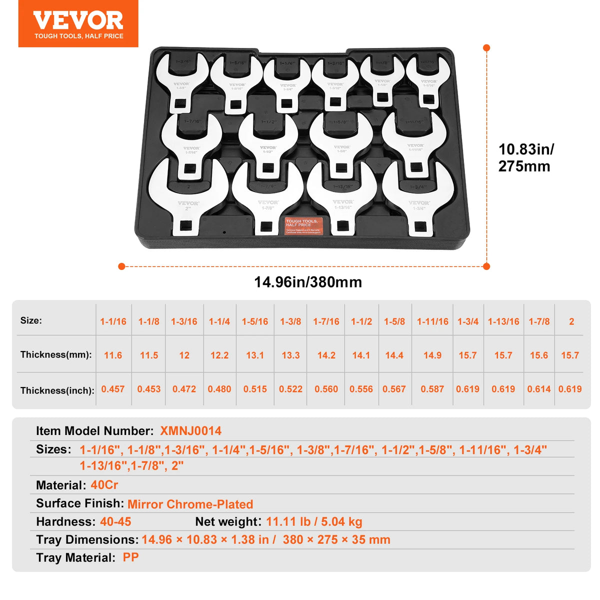 SucceBuy 14/20/24PCs Crowfoot Wrench Set 1/2" 3/8" Drive Crows Foot Wrench Set CR-MO Steel Crowfoot Wrench Set