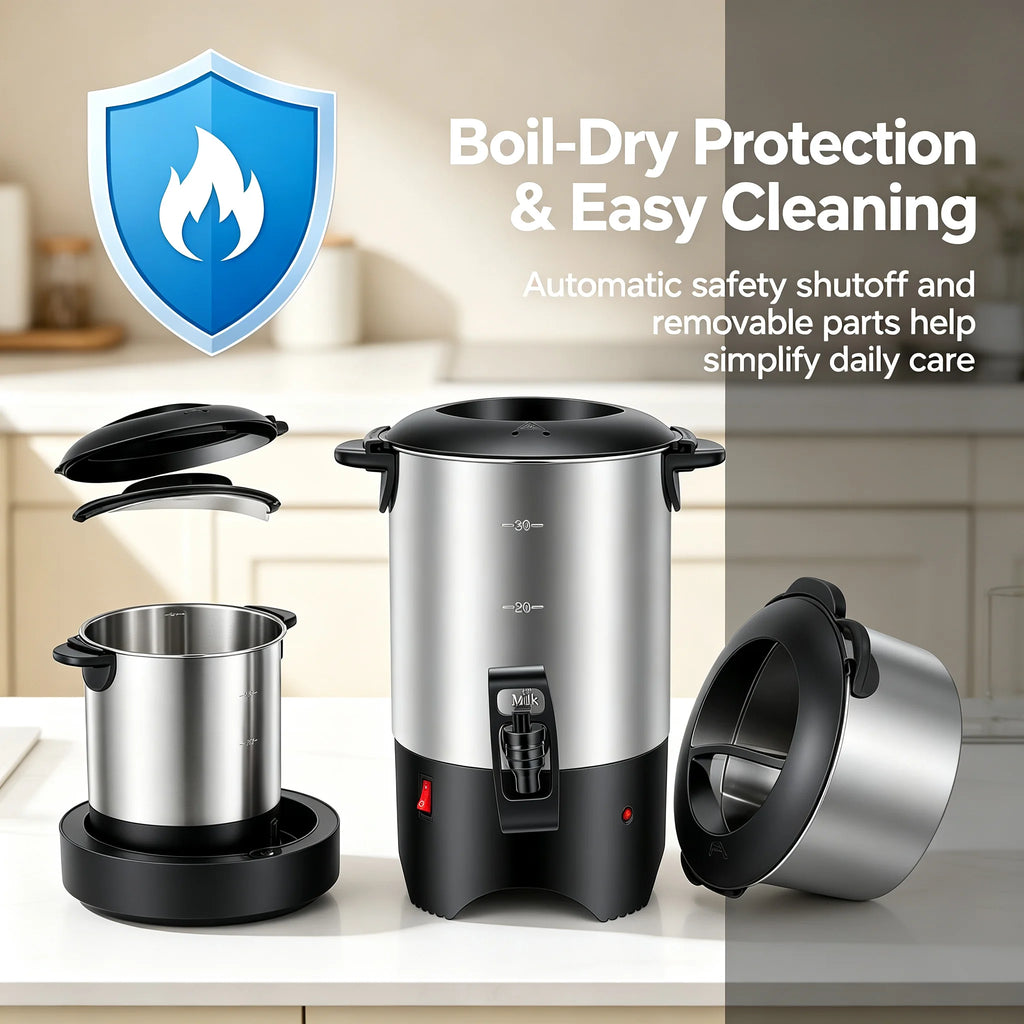 Hot Coffee Serving Urn 5.2L/175oz, 304 Stainless Steel Coffee Maker with 1000W Fast Heating, Hot Water Dispenser for Office Party Restaurant, Silver