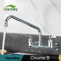 Chrome Kitchen Faucet, Wall Mount, Swing Spigot
