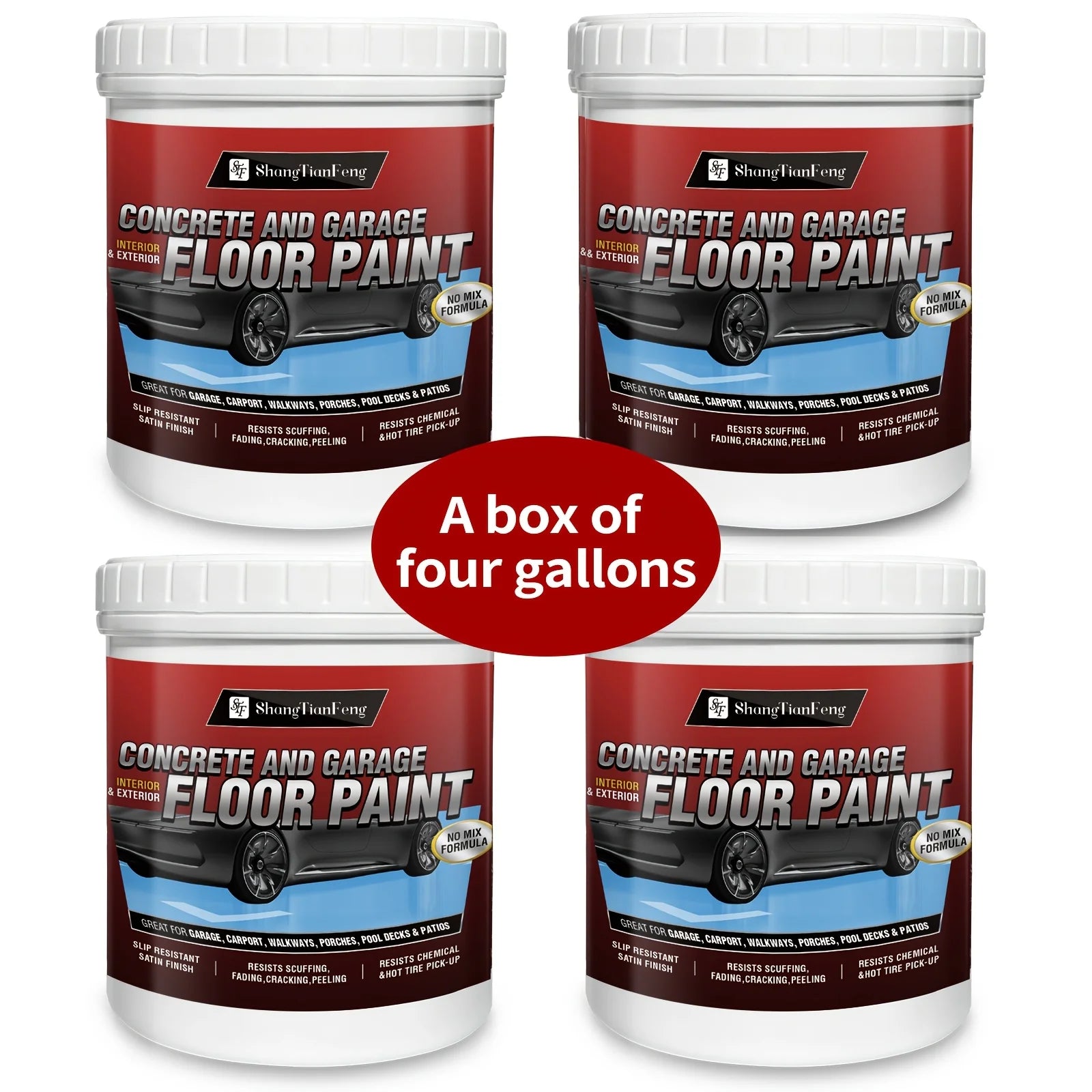 ShangTianFeng Large Container Heavy-Duty Multi-Component Wall/Floor Paint Suitable for Interior/external Use - Large Bucket with Base & Topcoat Paint, Scratch & Stain Resistant Coating for Walls/Floors, DIY Application for Li