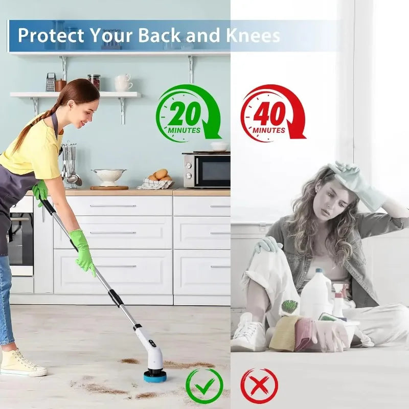 2026 Cordless Electric Spin Scrubber with 8 Brush Heads - Waterproof Power Cleaning Brush for Bathroom, Kitchen, Toilet, Shower