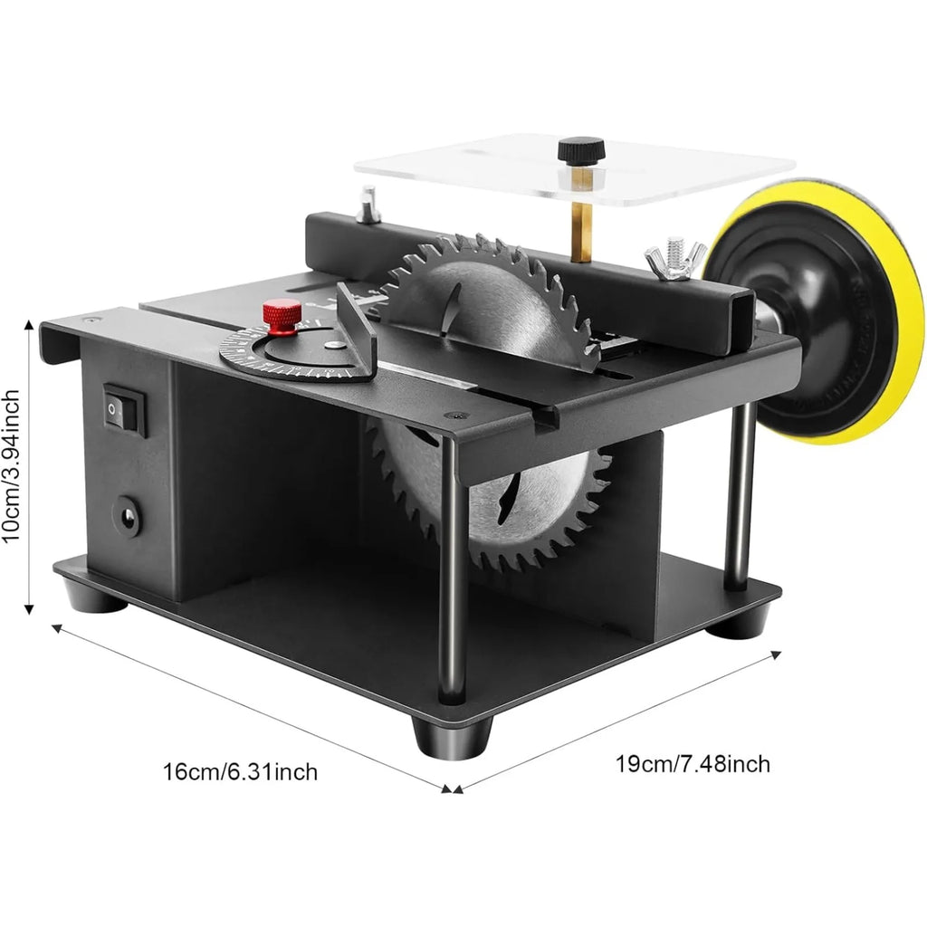 Mini Sliding Table Saw, Electric Precision Saw Cutter with 35MM Cutting Depth and Angle Adjustment 0‑90 Degree, 1000-3000RPM