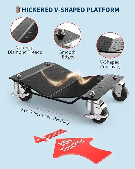 HiMiss Car Wheel Dolly, 6000 lbs/2722 kg Car Moving Cart with Brakes, 2/4 Piece, Heavy-Duty Vehicle Dolly, Moving Cars, Trucks, Trailers, Motorcycles  and Boats