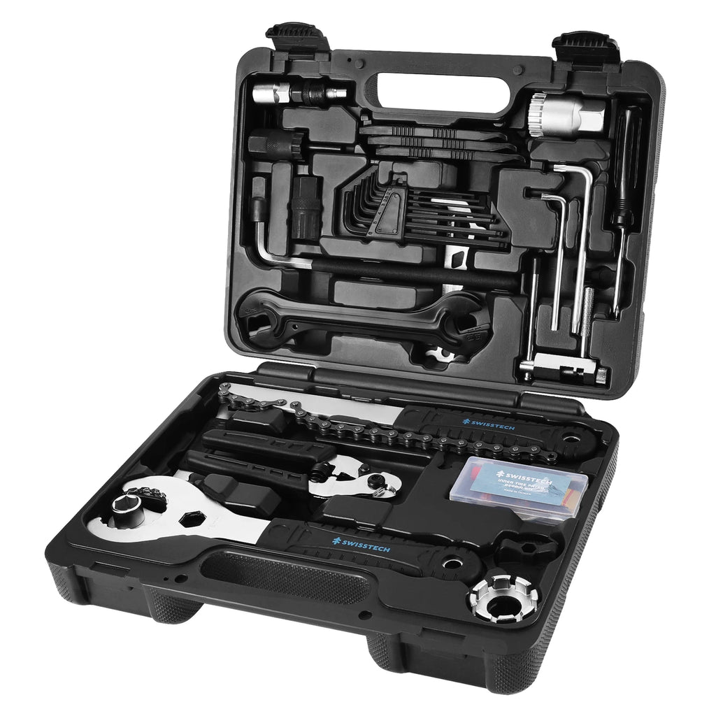 SwissTech 30 Piece Bike Repair Tool Kit, Bicycle Maintenance Tool Set w/Storage Case, Bike Accessories for Mountain/Road Bikes