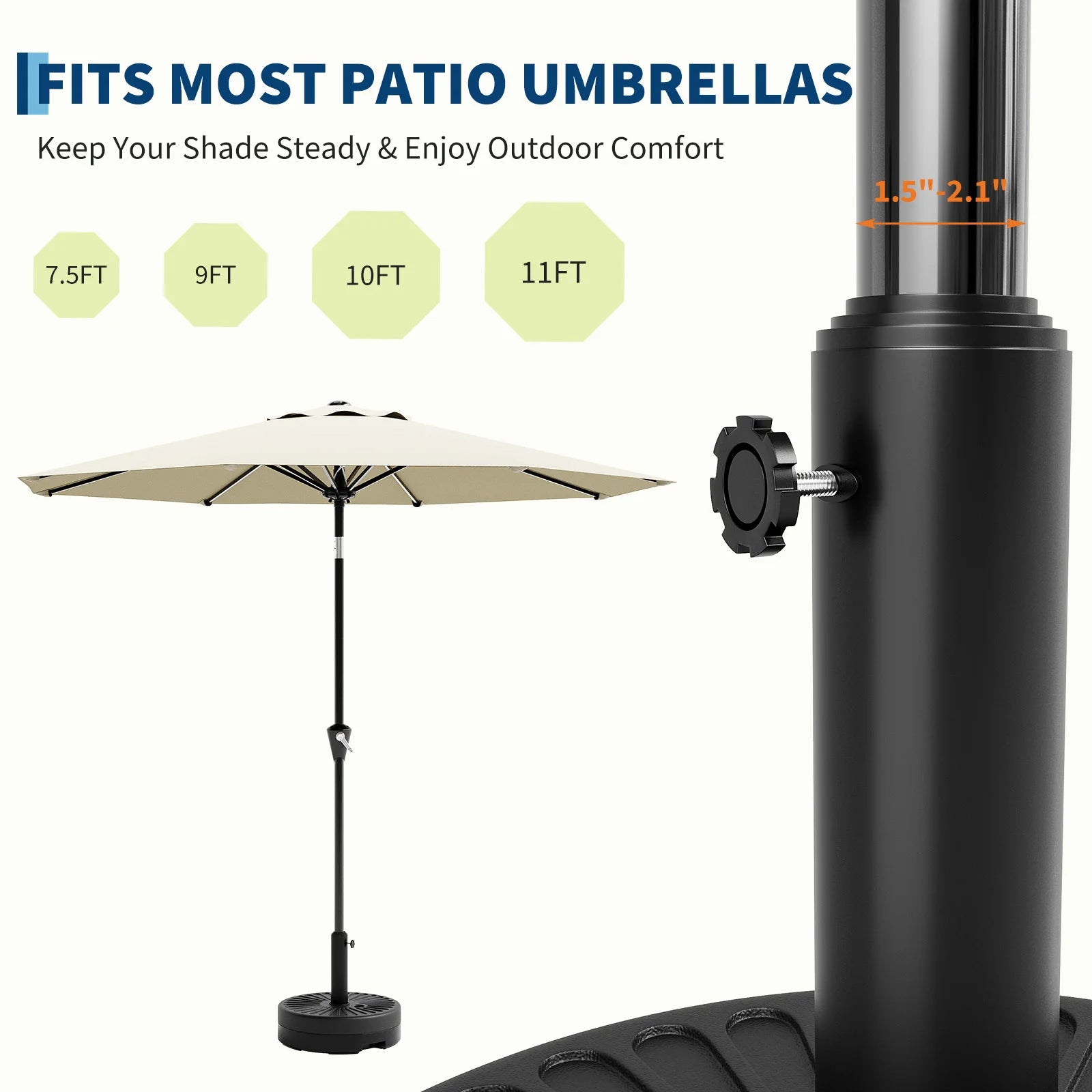 Heavy-Duty Water-Filled Patio Umbrella Base, Outdoor Garden Parasol Holder, Weatherproof Support for Yard & Lawn Furniture