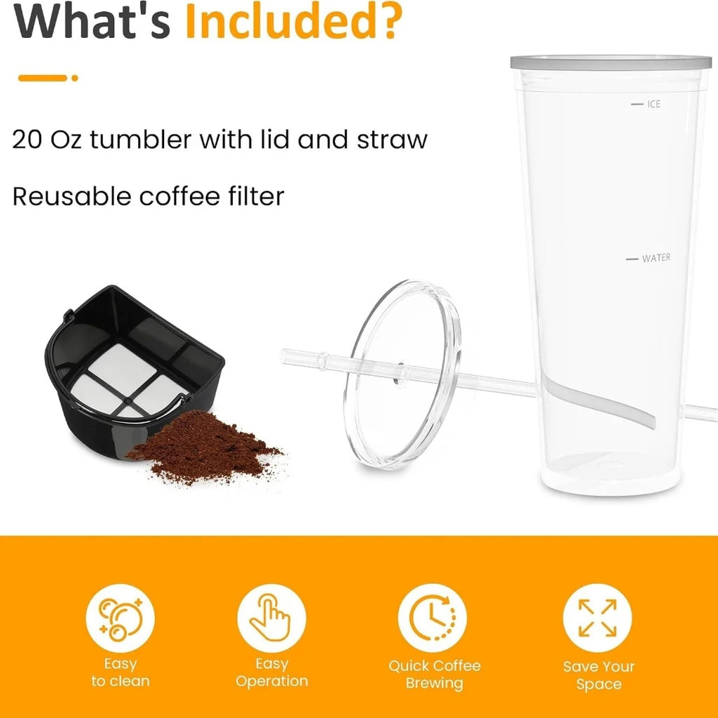Sunvivi Portable Cold Brew Coffee Maker, Quick Iced Coffee & Tea Machine with Adjustable Concentration, Double Wall Tritan Cup, for Home Office Dorm RV,  Model Number: T6051P583089