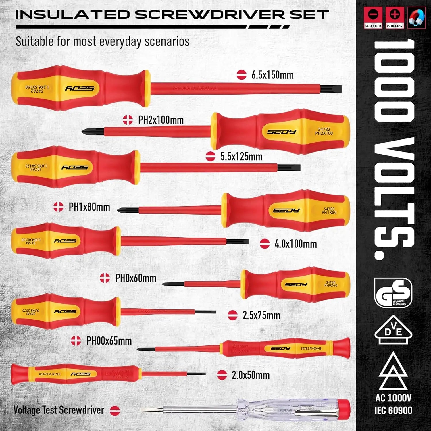 14-Piece Insulated Tool Set, 1000V VDE Certified Screwdrivers & Pliers