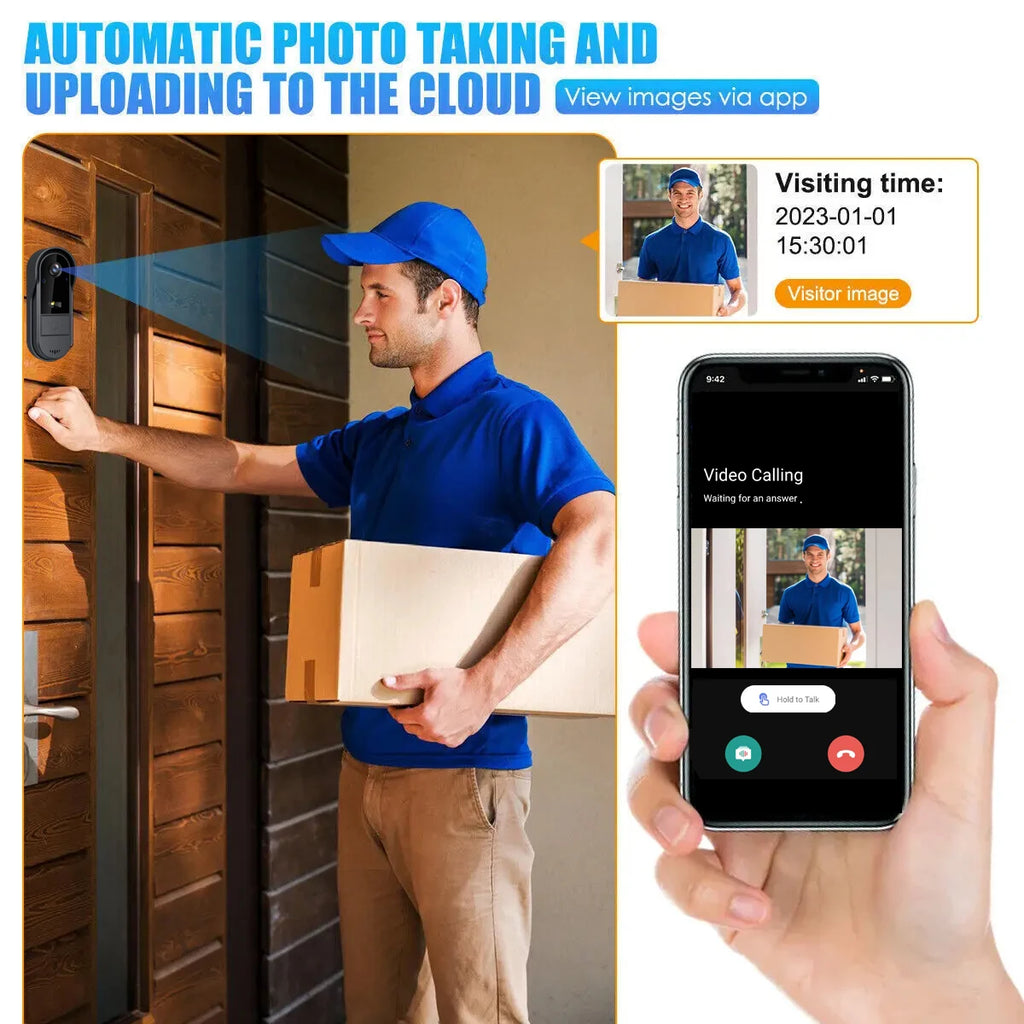 Tuya WiFi doorbell, 2-way HD 1080P, microSD/cloud, waterproof, 1000mAh battery, long standby, Wireless Security Camera