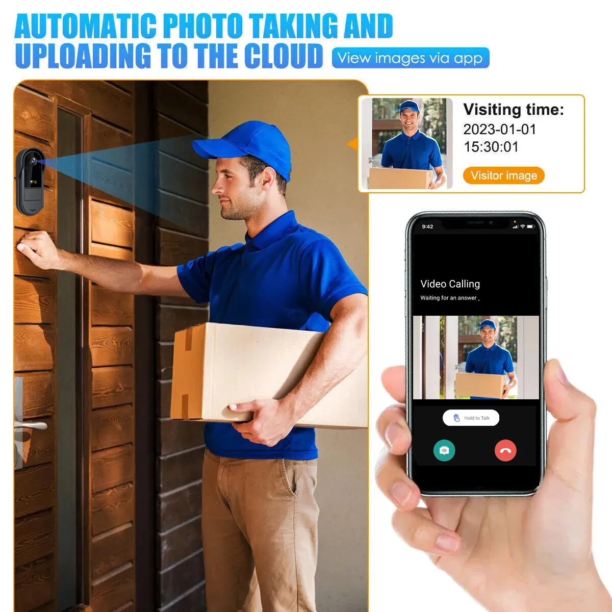 Tuya WiFi doorbell, 2-way HD 1080P, microSD/cloud, waterproof, 1000mAh battery, long standby, Wireless Security Camera
