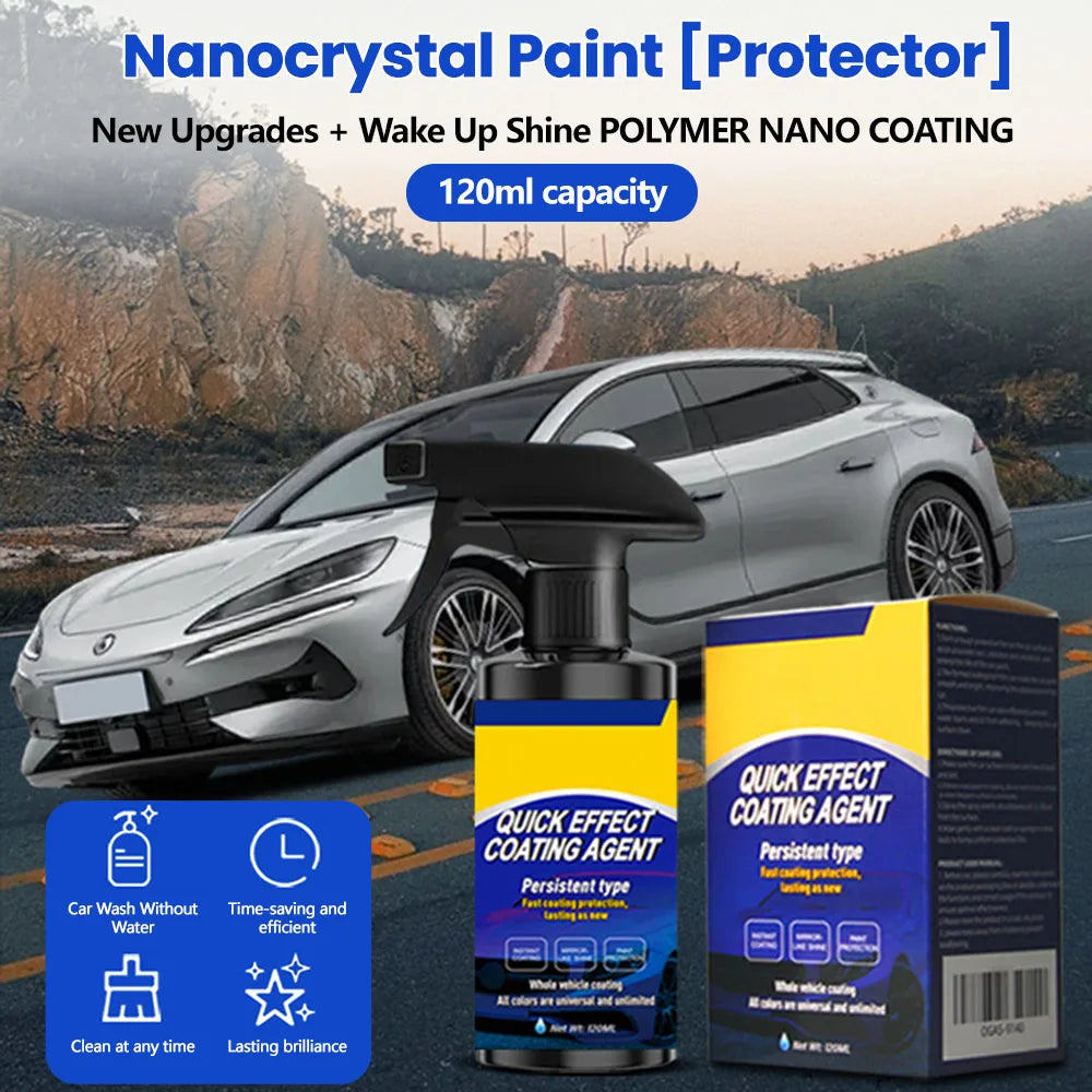 120ML New Car Multifunctional Quick Effect Coating Agent Spray 3 in 1 High Protection Quickly Coat Car Wax Auto Scratch Wax Polish Spray Waterless Wash